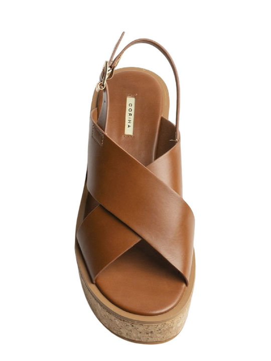 Sommer Damenplattformen Tabac Braun