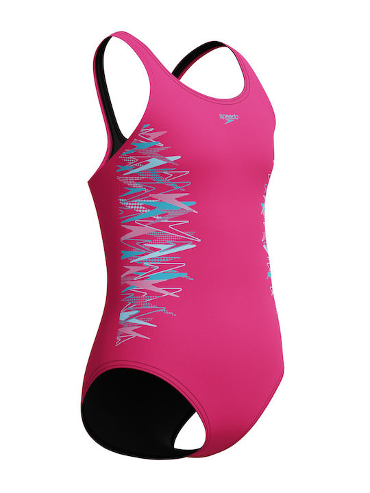 Speedo Placement Muscleback Kids One-Piece Swimwear Pink/Blue