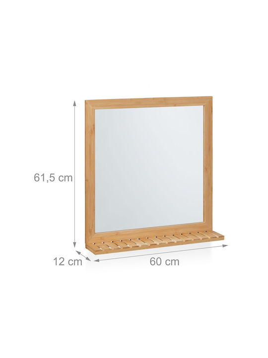 Relaxdays Bathroom Mirror with Shelf 61.5x60cm Beige