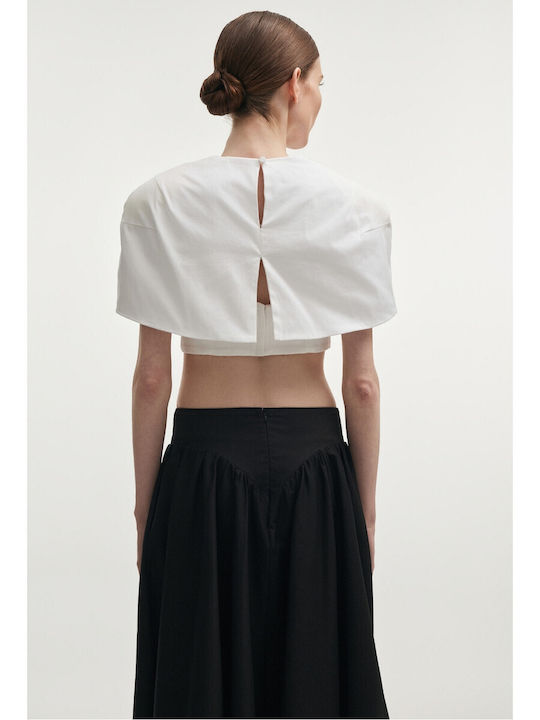 Γυναικείο Crop Top Βαμβακερό Λευκό
