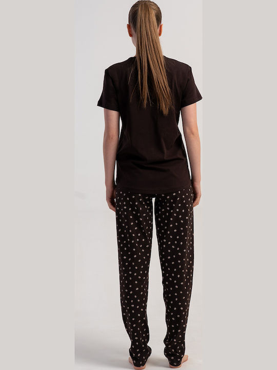 Vienetta Secret Summer Women's Brown Dark Pyjama Set