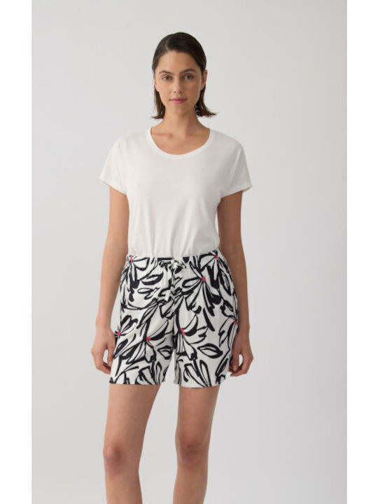 Minerva Καλοκαιρινό Γυναικείο Σορτς Πιτζάμας Black-ecru Floral Minerva Καλοκαιρινό Γυναικείο Σορτς Πιτζάμας Black-ecru Floral
