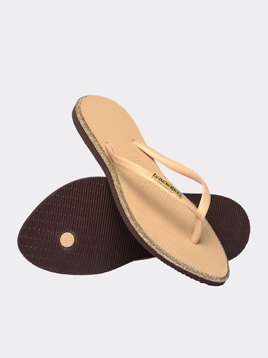 Havaianas Slim Point Glitter Șlapi Bej