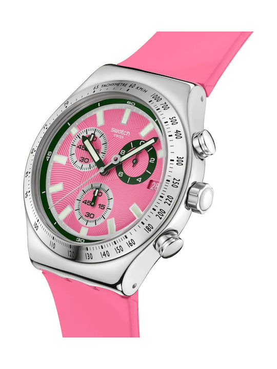 Swatch Womens Watch Chronograph Battery with Purple Rubber Strap