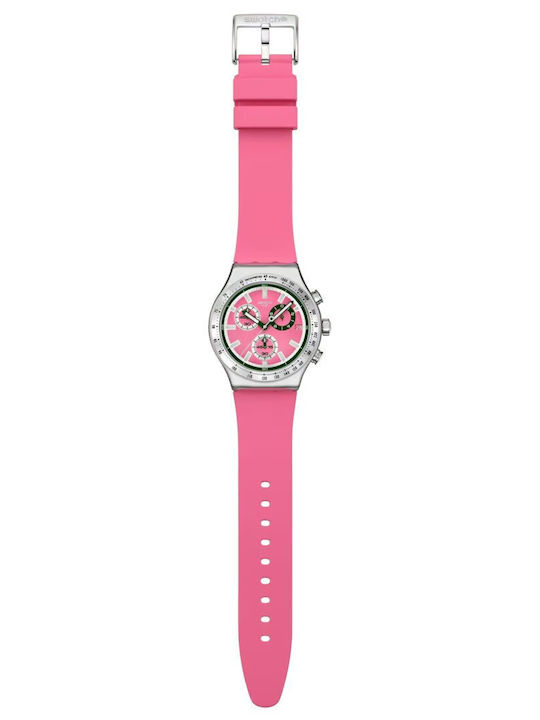 Swatch Womens Watch Chronograph Battery with Purple Rubber Strap