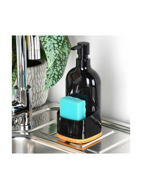 Vilde Kitchen Plastic Dispenser with Sponge Holder Black 500ml