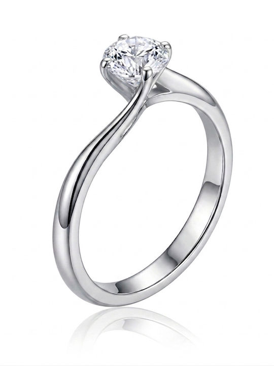 Al'Oro Einzelner Steine Ring aus Weißgold 18K mit Diamant