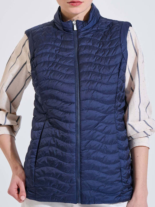 Women's Sleeveless Double Sided Jacket for Winter Blue