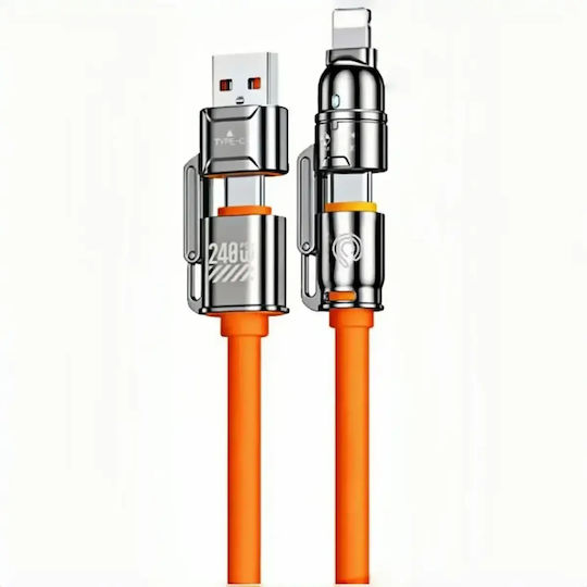 Hyperloq USB към Type-C / Lightning Кабел Черен HP.24-M
