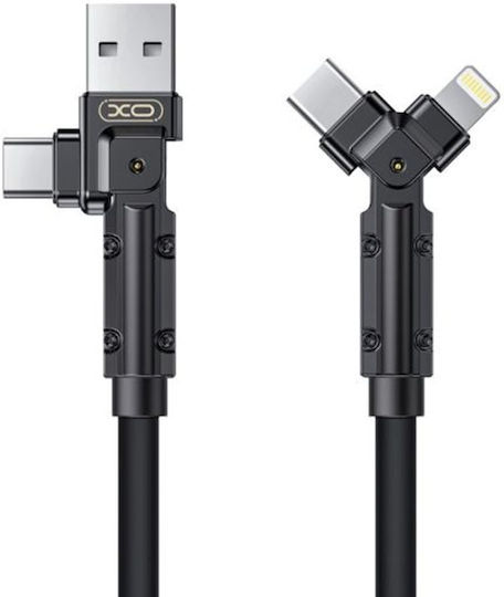 XO USB to Type-C / Lightning Cable Μαύρο 1m 113405