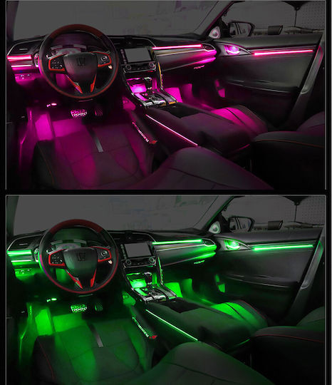 Diq Ambient Honda Civic X Cf Ambient Light Honda Civic Mod 2016-2021 21 Lights Carbon Fiber