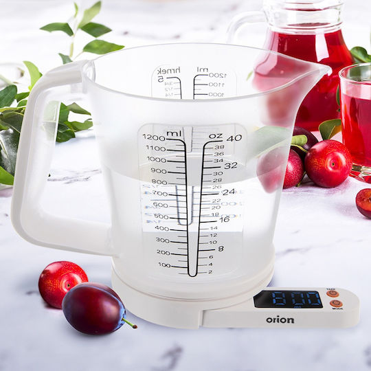 Orion Ψηφιακή Ζυγαριά Κουζίνας με Κανάτα έως 5kg Λευκή