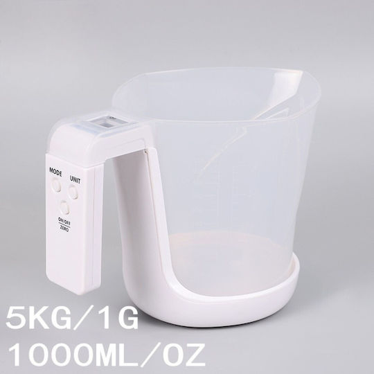 Alista Home Cântar de Bucătărie Digital cu Cană Gradată până la 5kg Alb