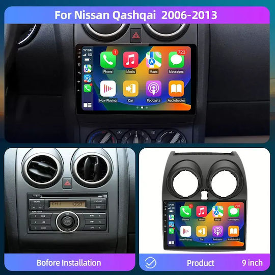 Car Audio System for Nissan Qashqai 2007 Bluetooth USB WiFi GPS Apple CarPlay Android Auto with 9" Touch Screen
