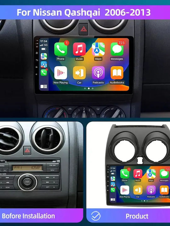 Car Audio System for Nissan Qashqai 2012 Bluetooth USB WiFi GPS Apple CarPlay Android Auto with 9" Touch Screen
