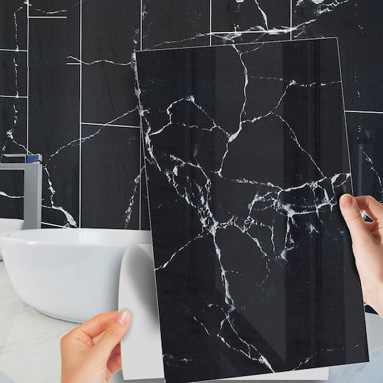 Panouri Decorative 3D Din PVC Autoadezive Negre 60x30cm 10 Bucăți
