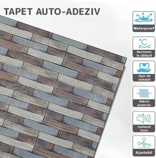 Panouri Decorative 3D Din Spumă Autoadezive Gri 70x77cm 10 Bucăți