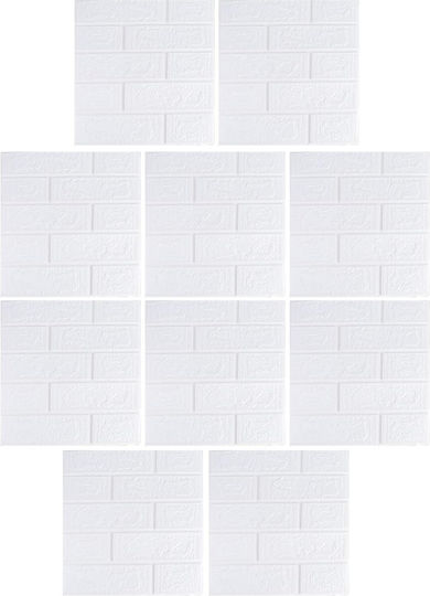 Panouri Decorative 3D Spumă Autoadeziv Alb 35x38 cm 10 Bucăți