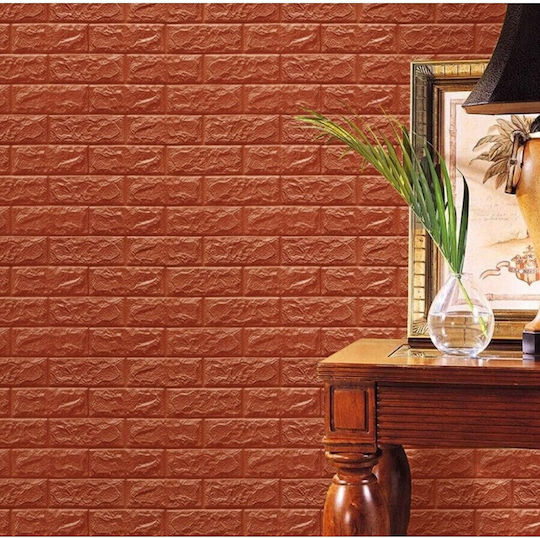 Panouri Decorative 3D Spumă Autoadeziv Maro 70x77cm 10 Bucăți
