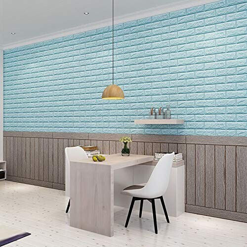 Panouri Decorative 3D Din PVC Autoadezive Albastru Deschis 70x77cm 10 Bucăți