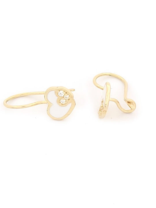 Enamel Kids Earrings Pendant Heart From 9K Gold