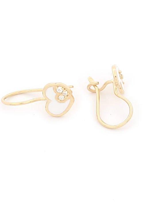 Enamel Kids Earrings Pendant Heart From 9K Gold