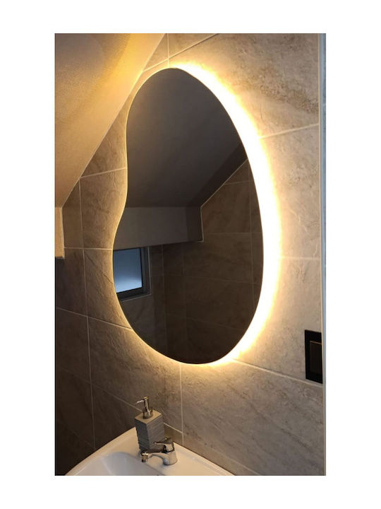 SteweHome Καθρέπτης Μπάνιου Led 55x55cm Καφέ