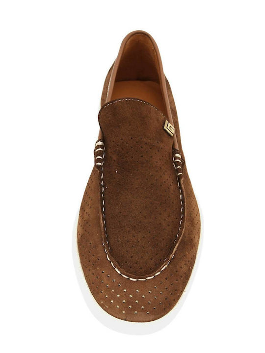 Suede Men's Loafers in Tabac Brown Color