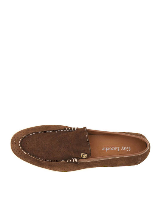 Suede Men's Loafers in Tabac Brown Color