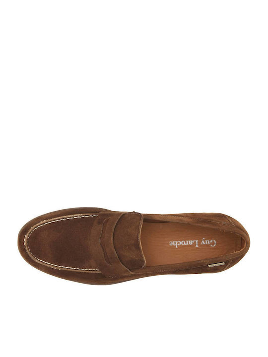 Suede Men's Loafers In Tabac Brown Color
