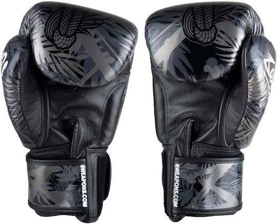 8 Weapons Boxhandschuhe Leder für Wettkampfhandschuhe Schwarz