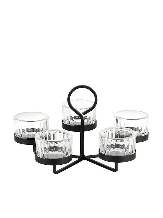 Home&Styling Collection Кандилник за Ресо Металик в Черен Цвят 21x12x21см