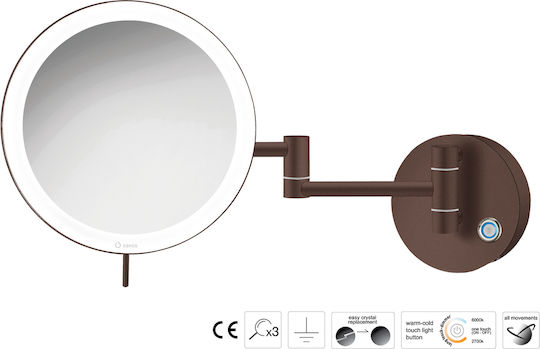Sanco Vergrößerung Rund Badezimmerspiegel LED aus Metall 104x104cm Grau