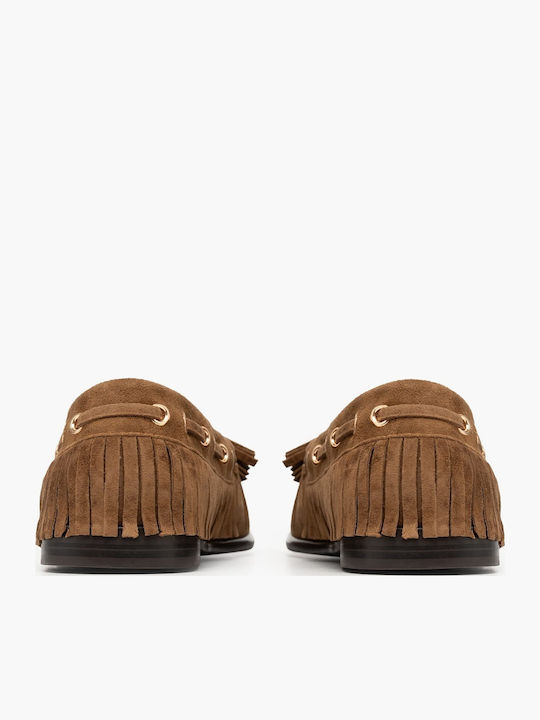 Leather Women's Loafers In Brown Colour