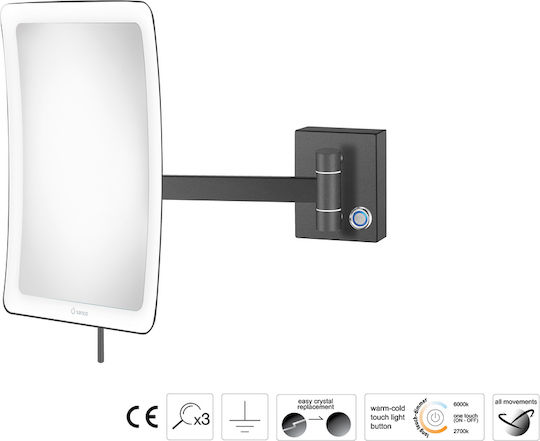 Sanco MRLED-305-Α03 Μεγεθυντικός Καθρέπτης Led Ασημί Sanco MRLED-305-Α03 Μεγεθυντικός Καθρέπτης Led Ασημί