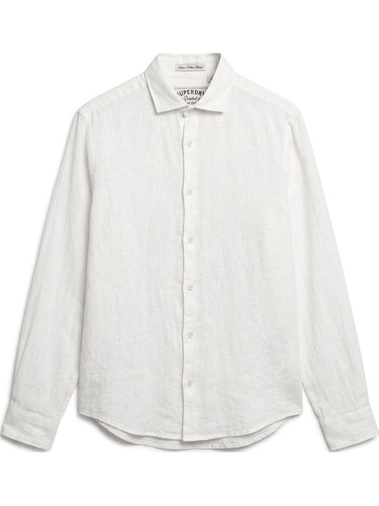 Long Sleeve Linen Shirt in Regular Fit White