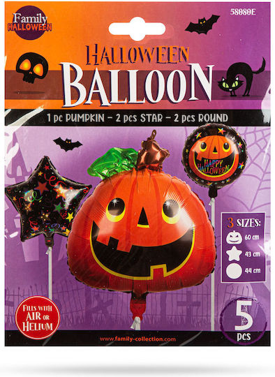 Set 5 Baloane Halloween Folie Portocalii Jumbo 60 cm