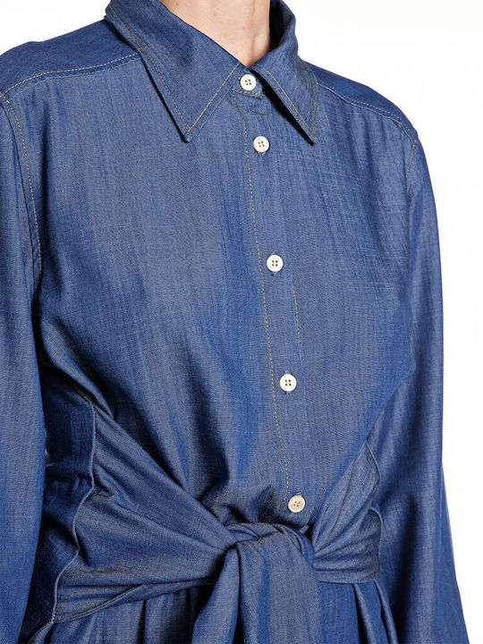 Midi Σεμιζιέ Φόρεμα Τζιν Blue