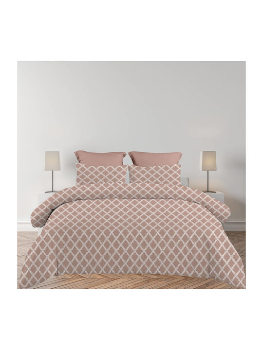 Astron Italy Lucia Super-Double Bed Sheets Set with Rubber Hugger 160x200+40cm Chocolat 4 Pieces