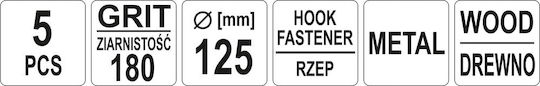 Yato Foaie De Șlefuit Orbitală K180 125x125mm Set 5 Bucăți