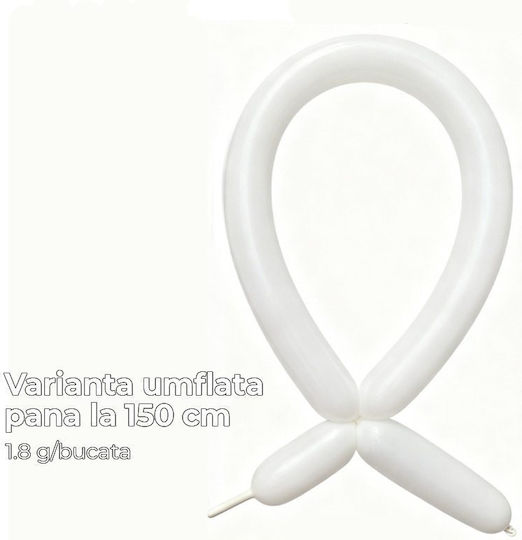 Compoziție Cu 50 Baloane Albe Cu LED 30cm