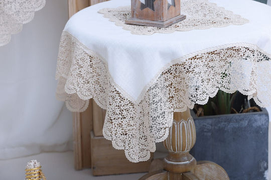 Liolios Home Față De Masă Din In Cu Broderie Set 3 Bucăți Qz1600053 Cappuccino 40x160 Cm