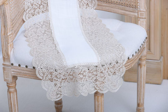 Liolios Home Față De Masă Din In Cu Broderie Set 3 Bucăți Qz1600053 Cappuccino 40x160 Cm