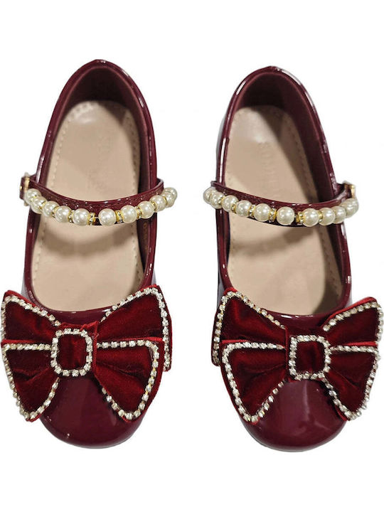 Kids Ballerinas with Hoop & Loop Closure Burgundy
