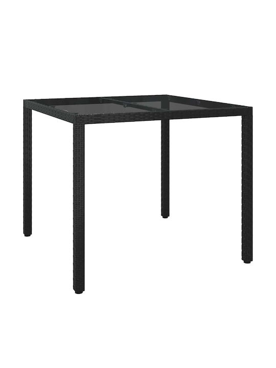 Garten- und Terrassentisch Rattan Schwarz 90x90x75cm