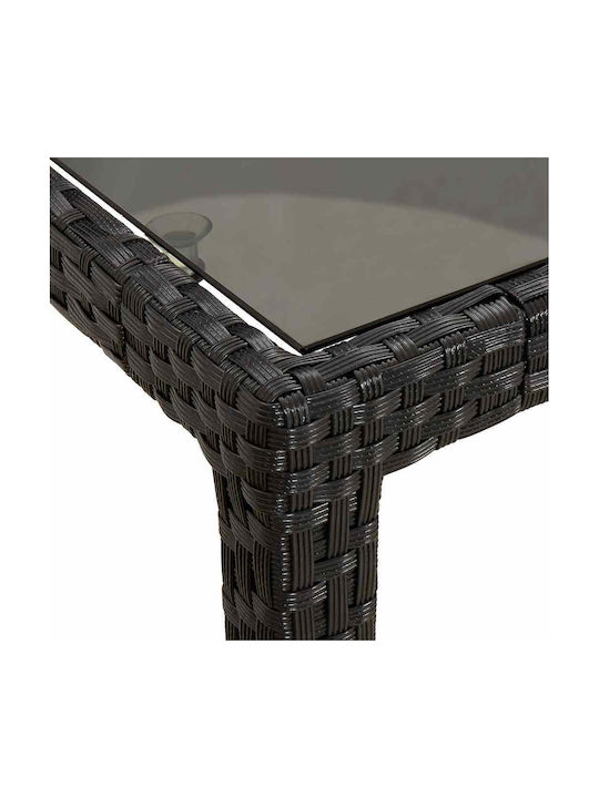 Garten- und Terrassentisch Rattan Schwarz 90x90x75cm