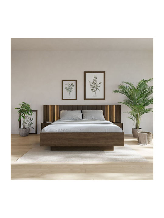 LH Home Furniture Σετ Schlafzimmermöbel-Kammer Walnuss 160x200cm 3 Stück