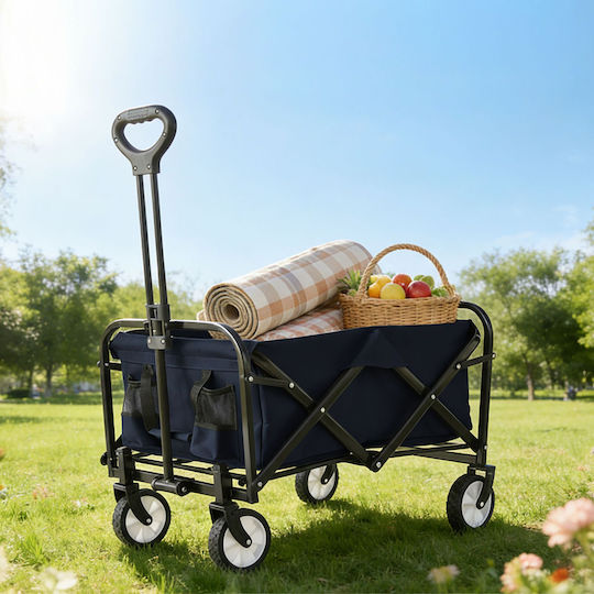 Relaxdays Folding Trolley White Dark Blue/black 89x72x50 Cm