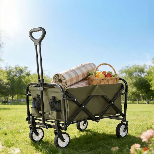 Relaxdays Folding Trolley White Dark Green/black 89x72x50 Cm