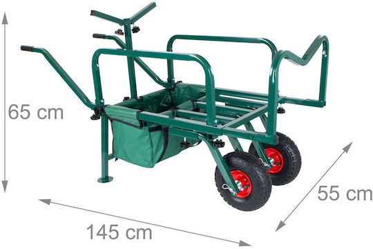 Geantă Troller Pescuit Relaxdays Verde Închis Roșu 65x55x145 Cm